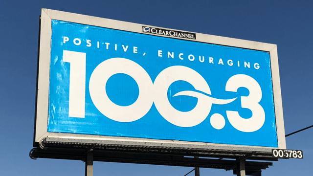 Billboard advertisement for radio channel.