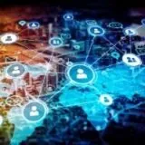 A network of people connected by social media all over the world.