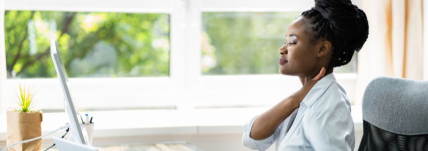 A woman looking at her blog.