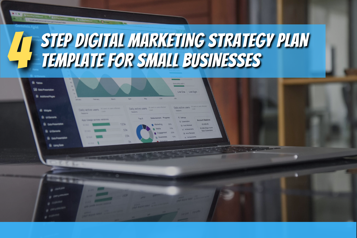 A laptop reflecting a snapshot of a digital marketing strategy plan template.