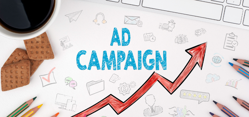 The sketch shows how a pay-per-click ad campaign works on Facebook for businesses.