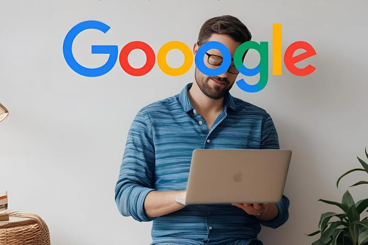 can you take photos off google for website (1) The man is using Google images on his website.