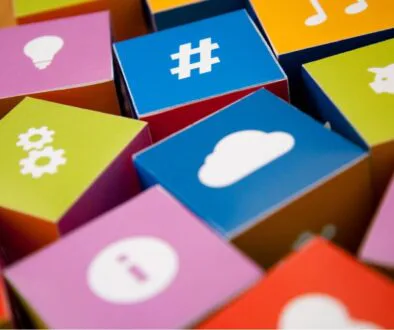 The graphic shows various icons related to social media.