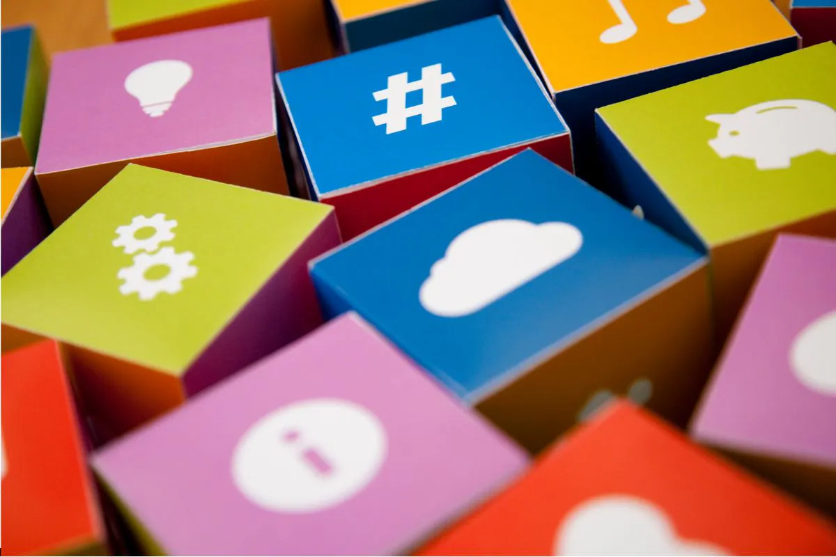 The graphic shows various icons related to social media.