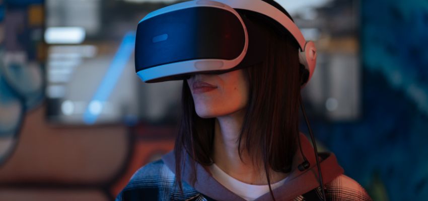 Woman wearing a VR headset