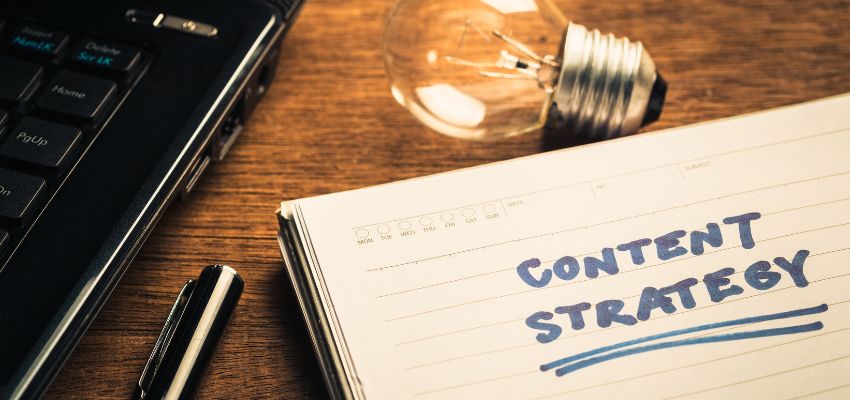 Content Strategy written on a notebook used for best SEO practices