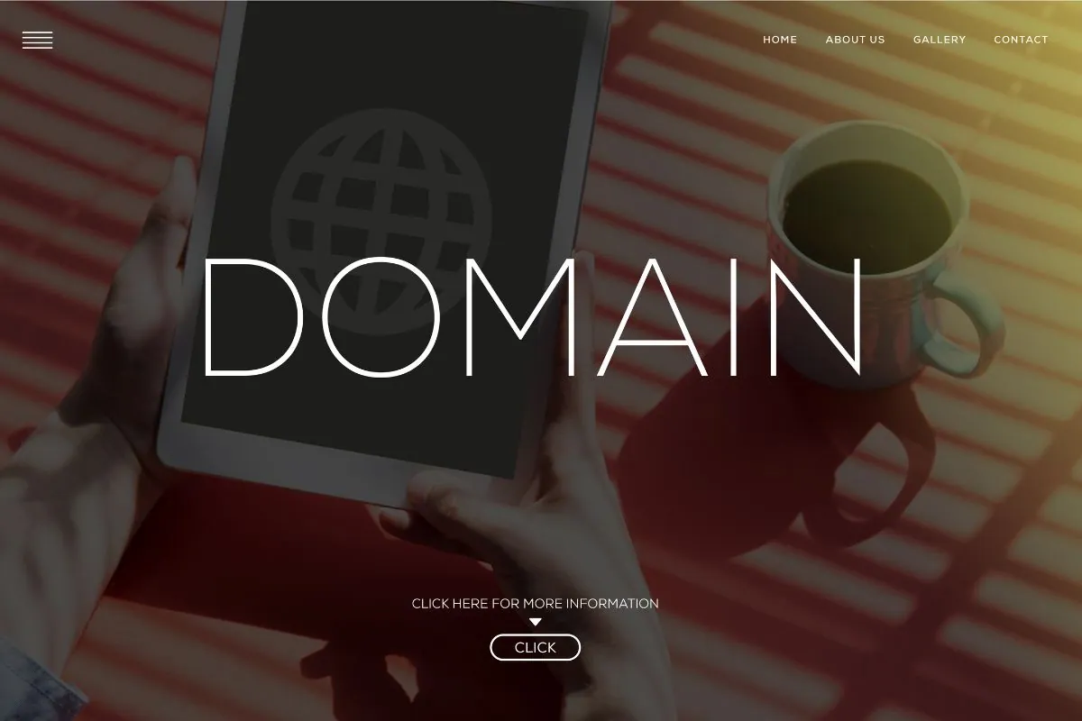 The homepage displays the text 'DOMAIN'.