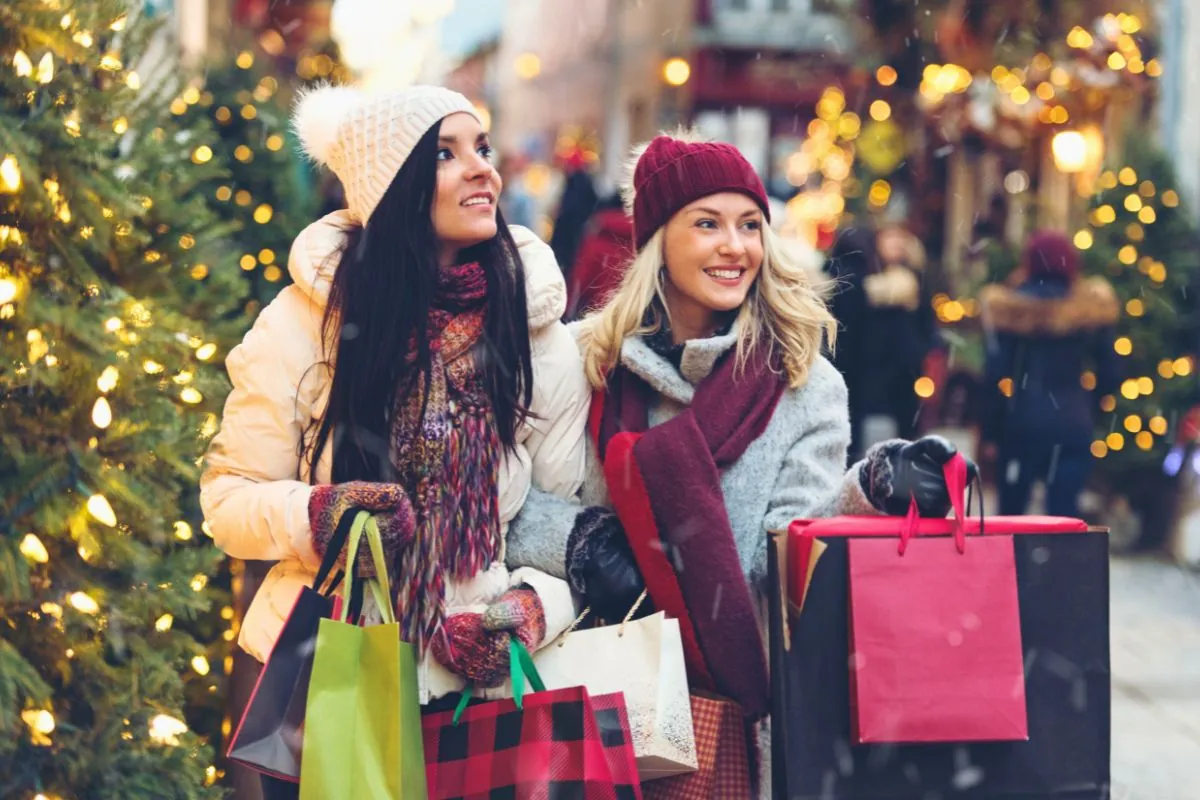 Women shop during the festive season.