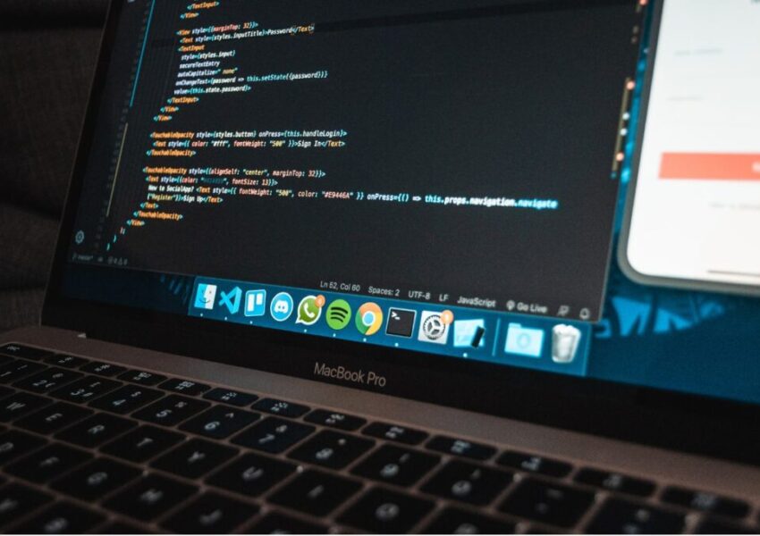 The expert studies the back-end of the web application.
