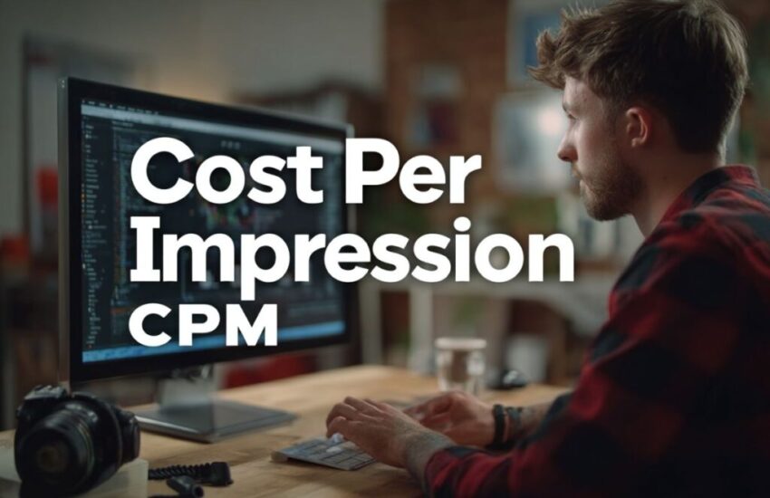 The man is studying how cost per impression works.