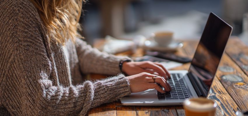 The woman creates content for blogs.