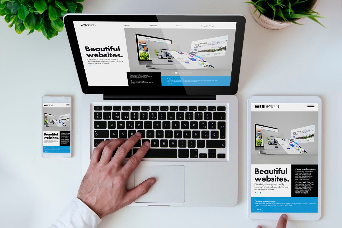 The man uses a content management system on his website.
