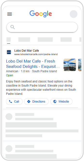 Lobo Del Mar Cafe Google Ads ad preview.