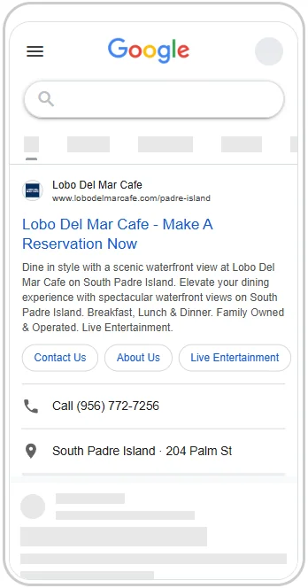 lobo-ad-preview2 Lobo Del Mar Cafe Google Ads ad preview.