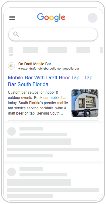 On Draft Mobile Bar Google Ads ad preview.