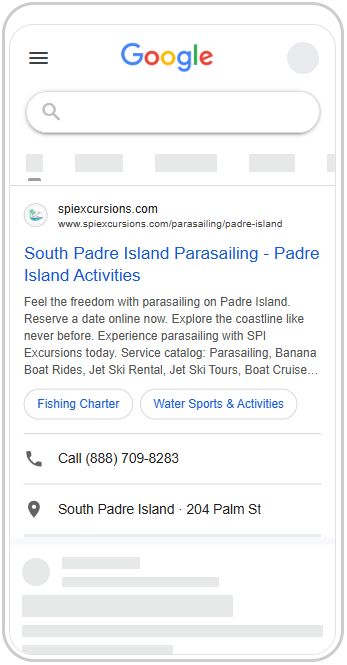 SPI Excursions Google Ads ad preview.