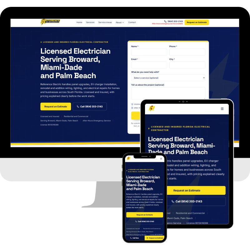 Website design for Reference Electric by Correct Digital.