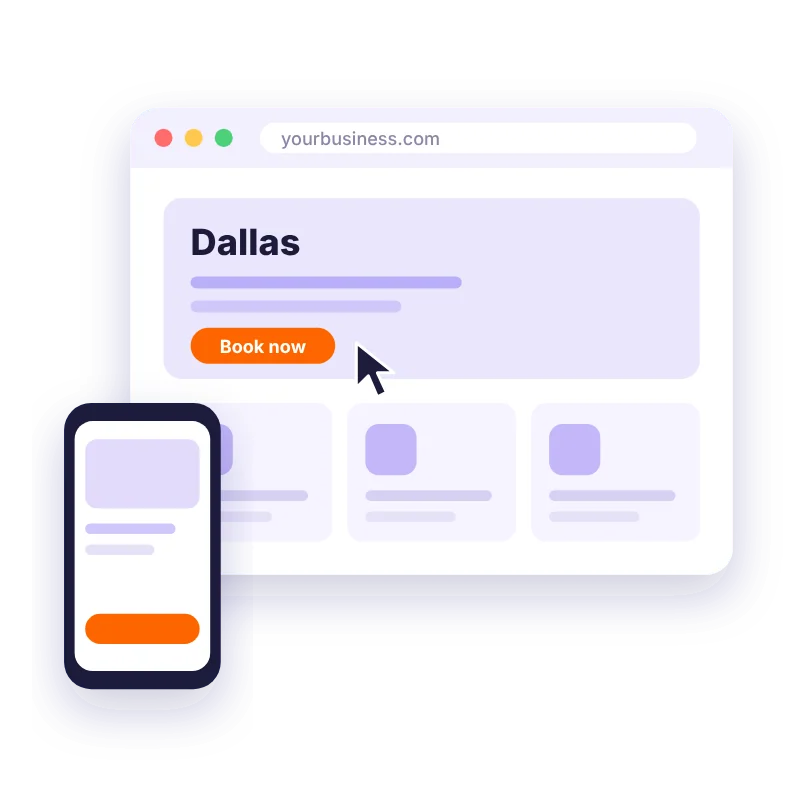 Illustration of a website for a Dallas business shown in a browser and on a phone, for a Dallas web design company